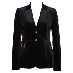 Gucci Black Velvet Horsebit Detail Tailored Blazer M