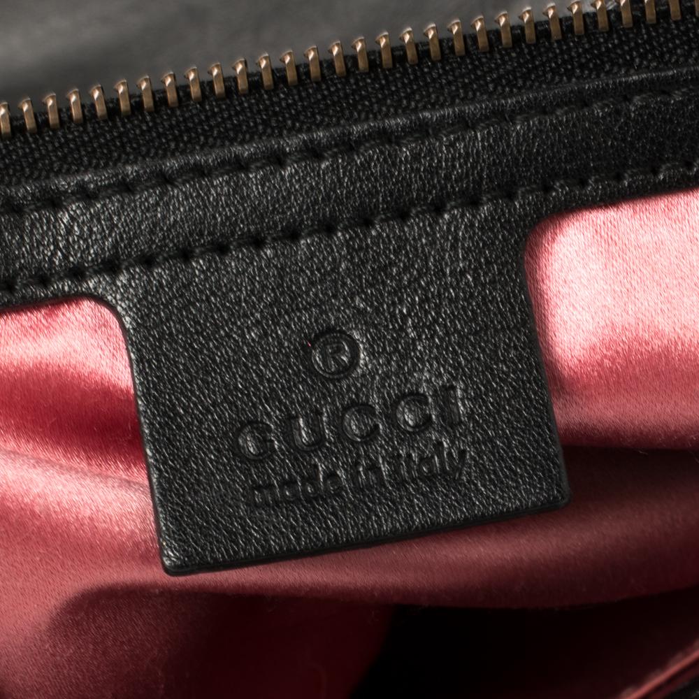 Gucci Black Velvet Small Embroidered GG Marmont Shoulder Bag 2