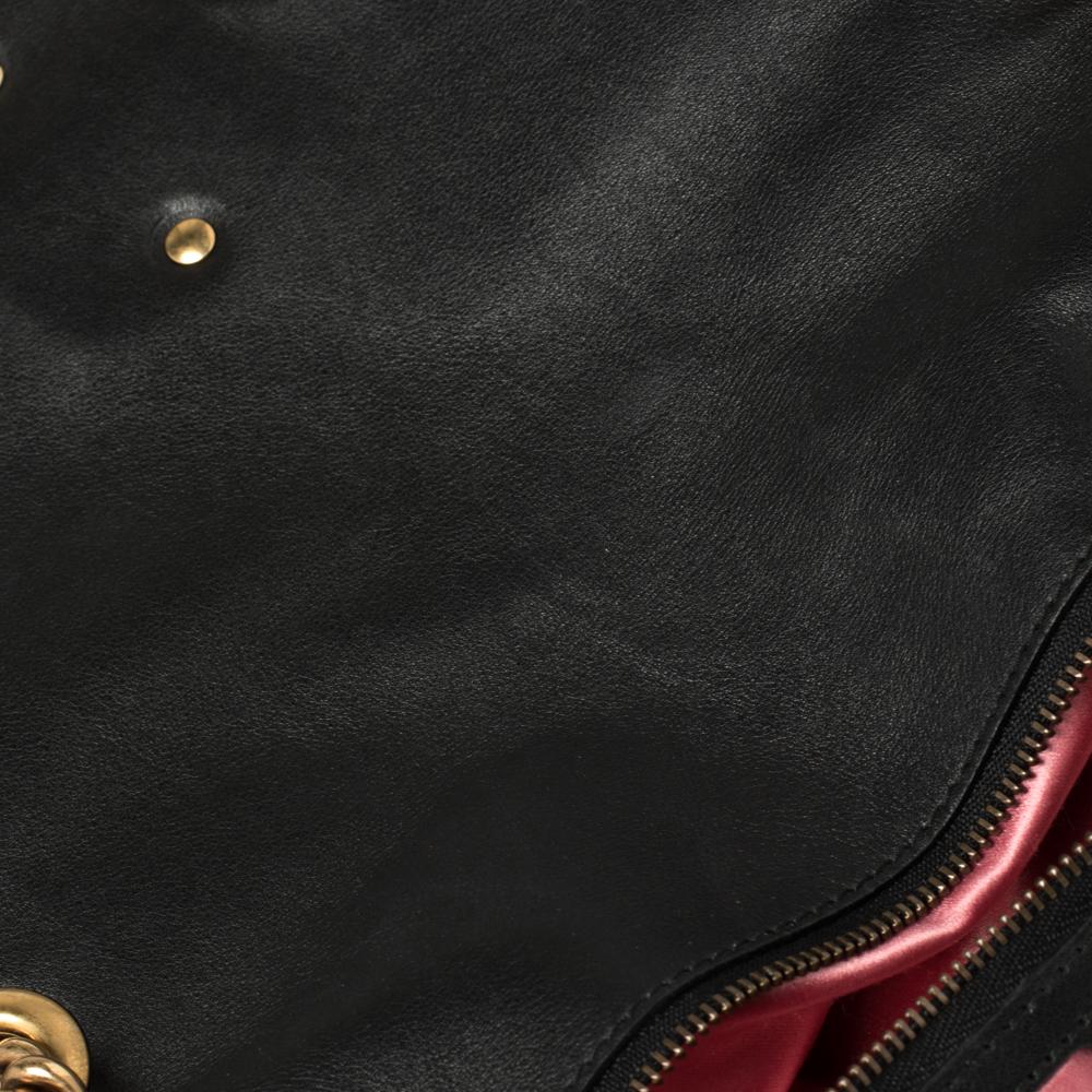 Gucci Black Velvet Small Embroidered GG Marmont Shoulder Bag 3