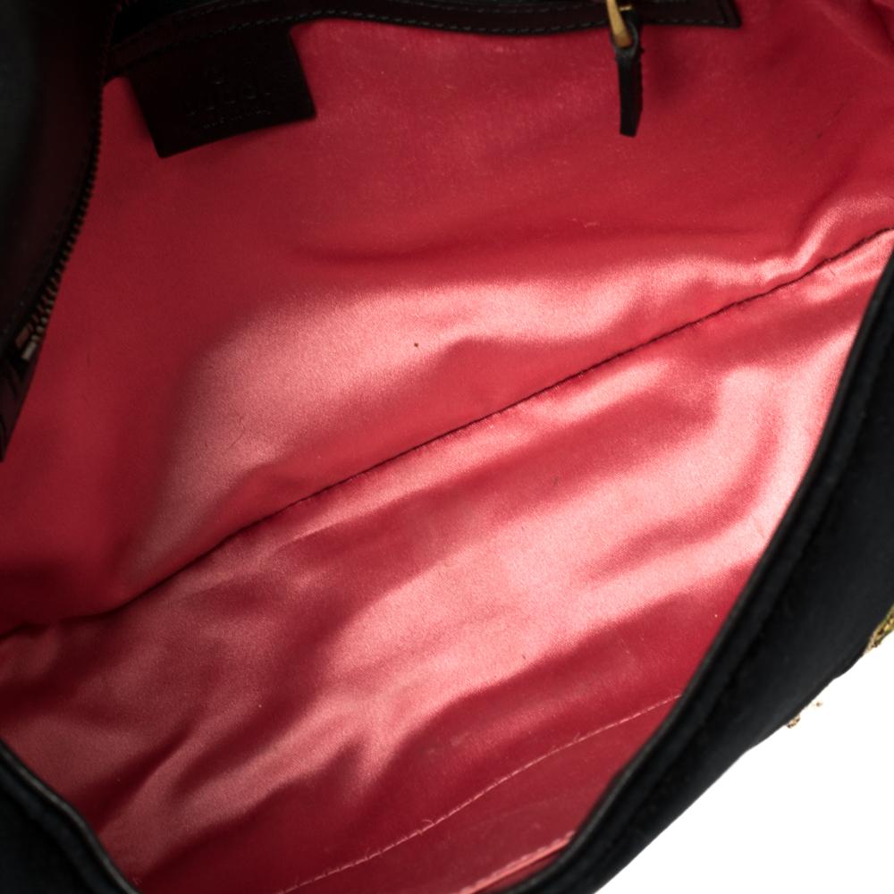 Gucci Black Velvet Small Embroidered GG Marmont Shoulder Bag 5