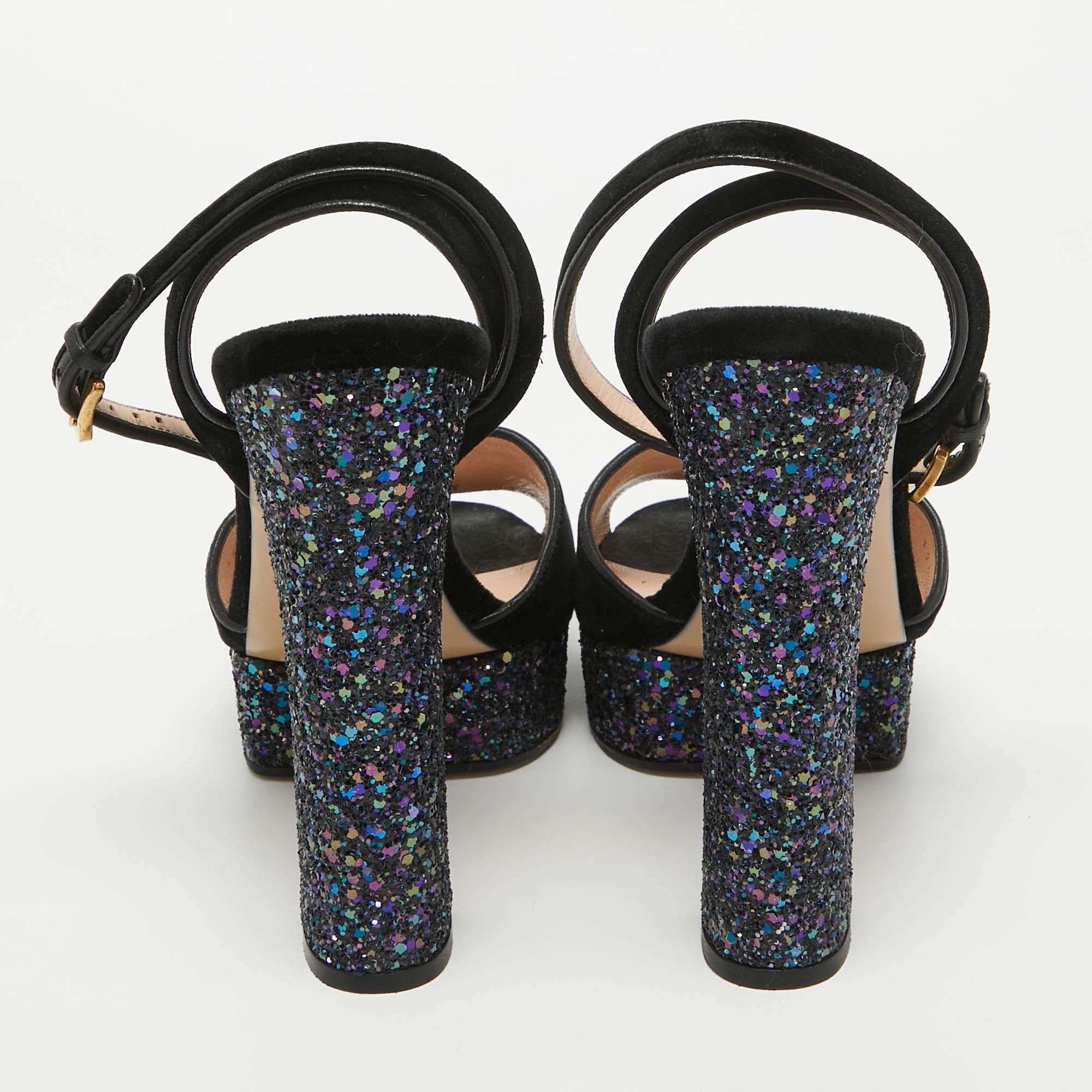 Gucci Black Velvet Soko Platform Sandals Size 40.5 For Sale 2