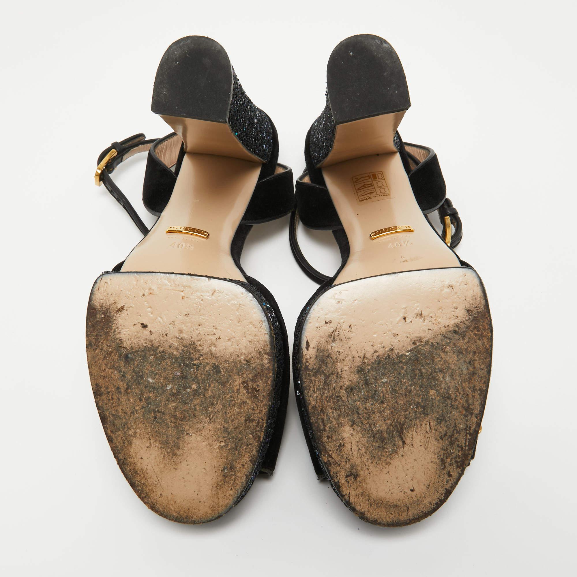 Gucci Black Velvet Soko Platform Sandals Size 40.5 For Sale 3