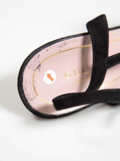 Gucci Black Velvet Studded Strap Sandals Size IT 39
