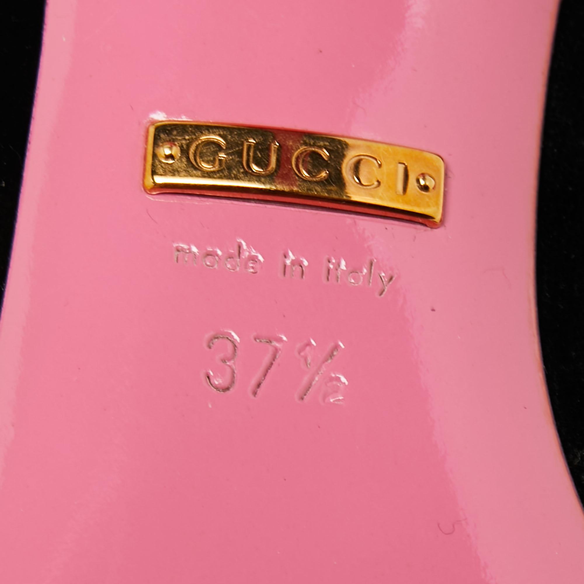 Gucci Black Velvet Sylvie Mary Jane Pumps Size 37.5 2
