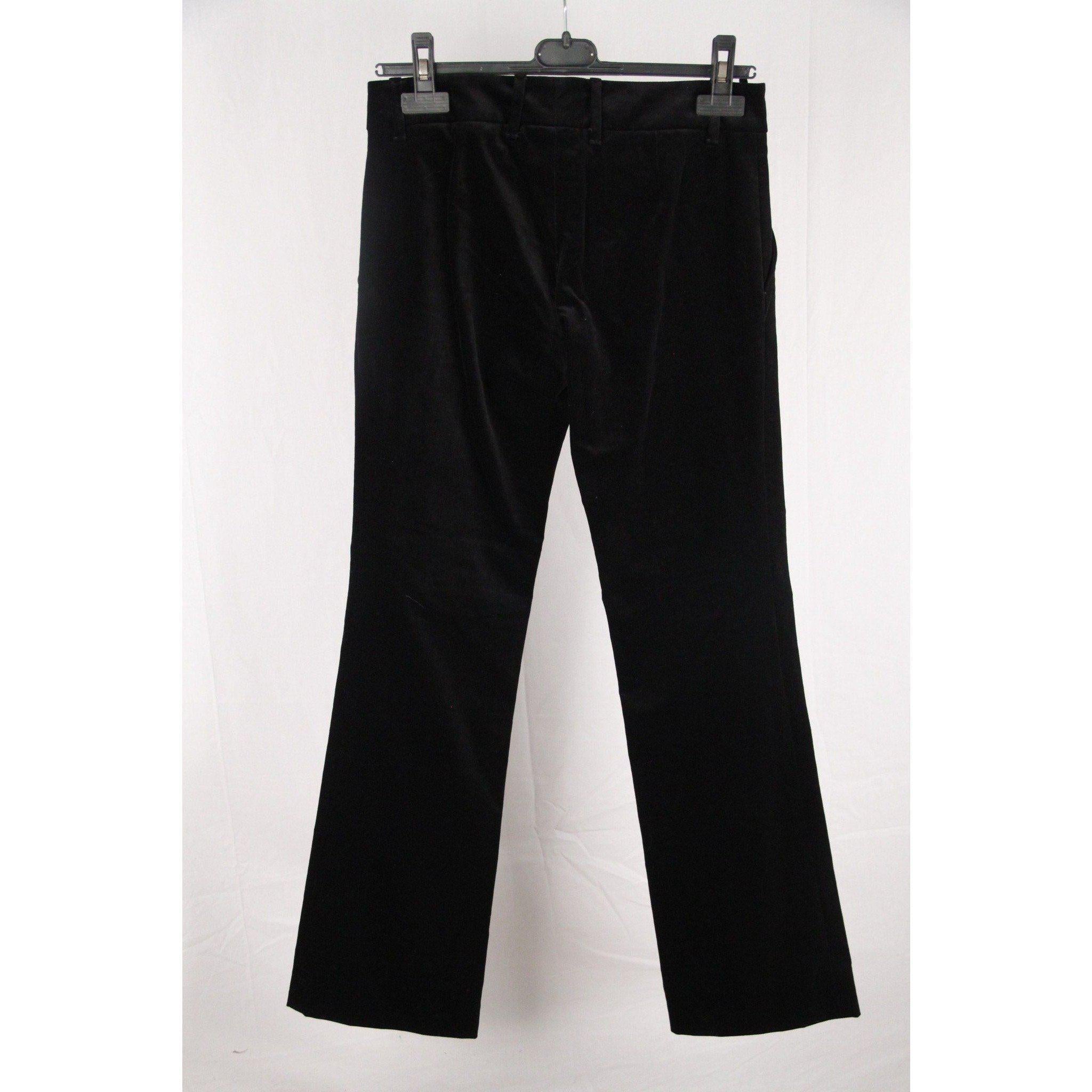 Women's GUCCI Black Velvet TROUSERS Pants w/ CREST Buttons SIZE 40
