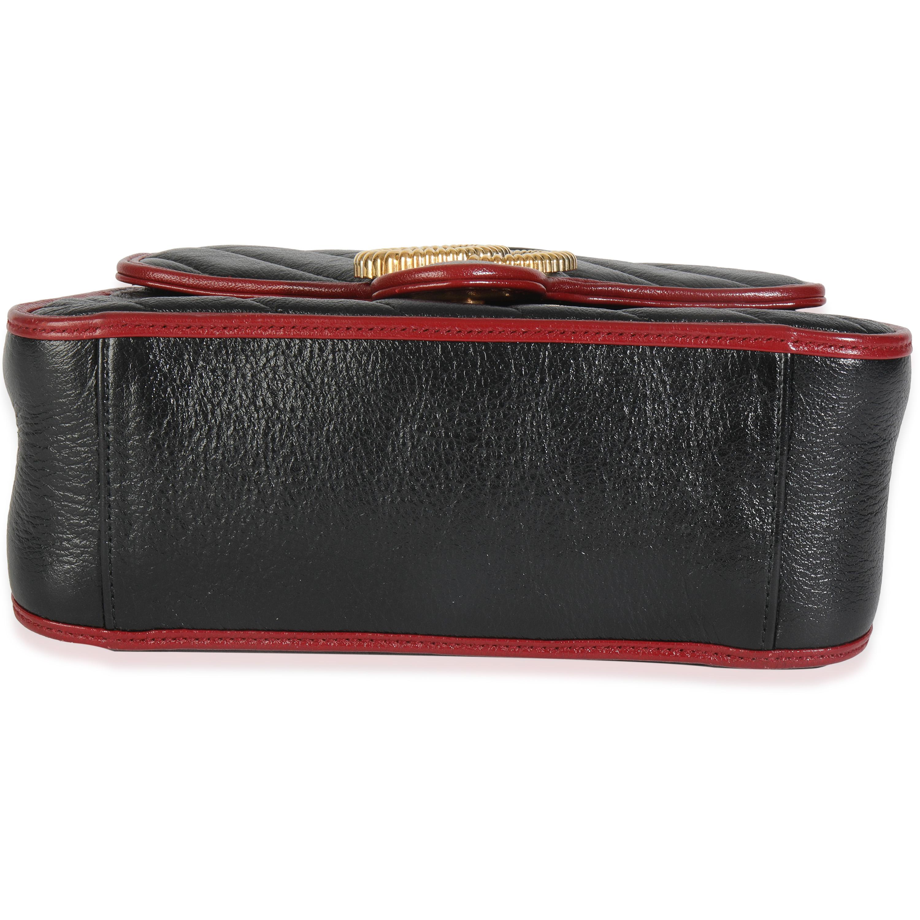 Gucci Schwarz Vintage Effekt Kalbsleder Matelasse Diagonal Mini Torchon GG Marmont im Angebot 4