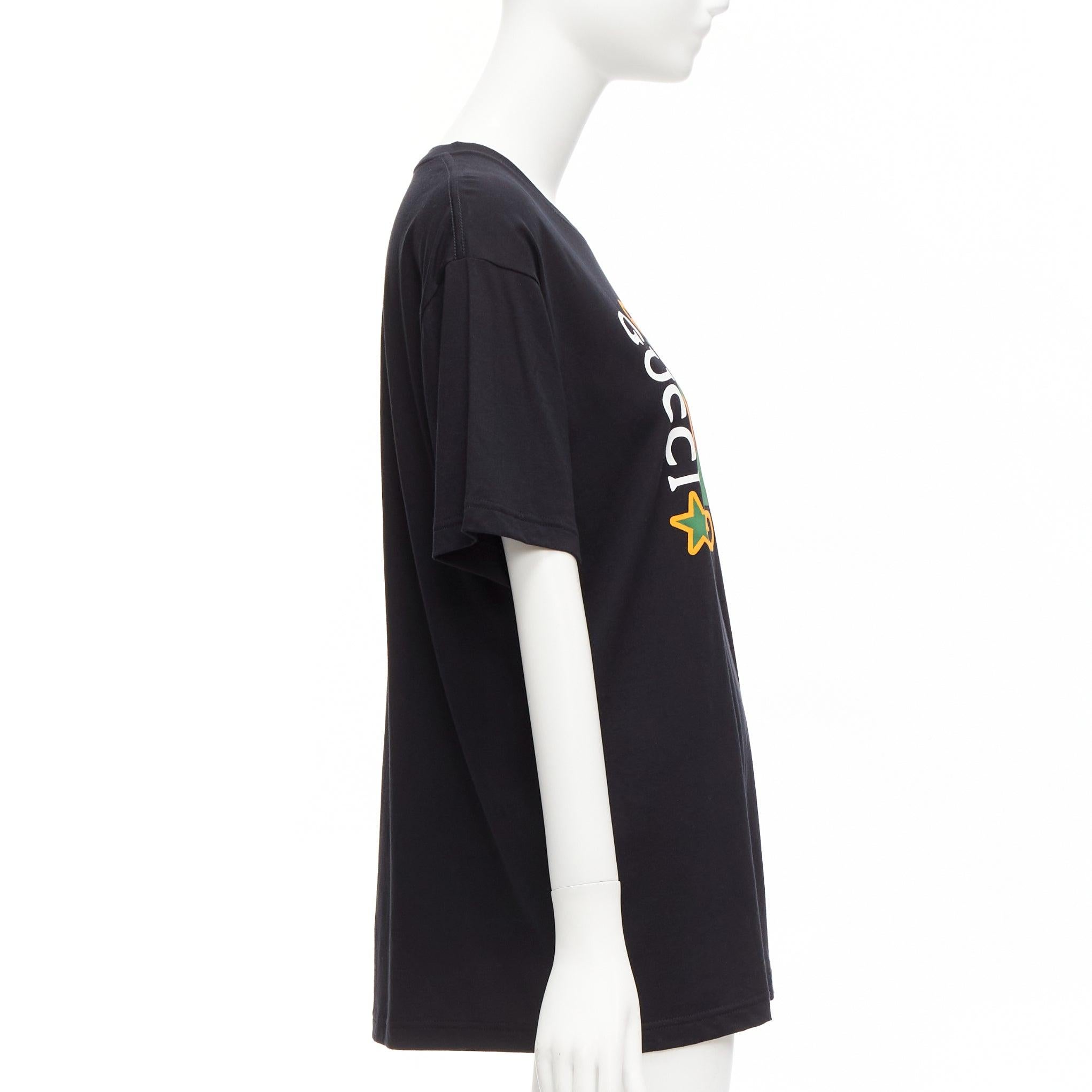 GUCCI Schwarzes langes entspanntes Vintage GG Box Logo Baumwoll-Tshirt XXS Damen im Angebot