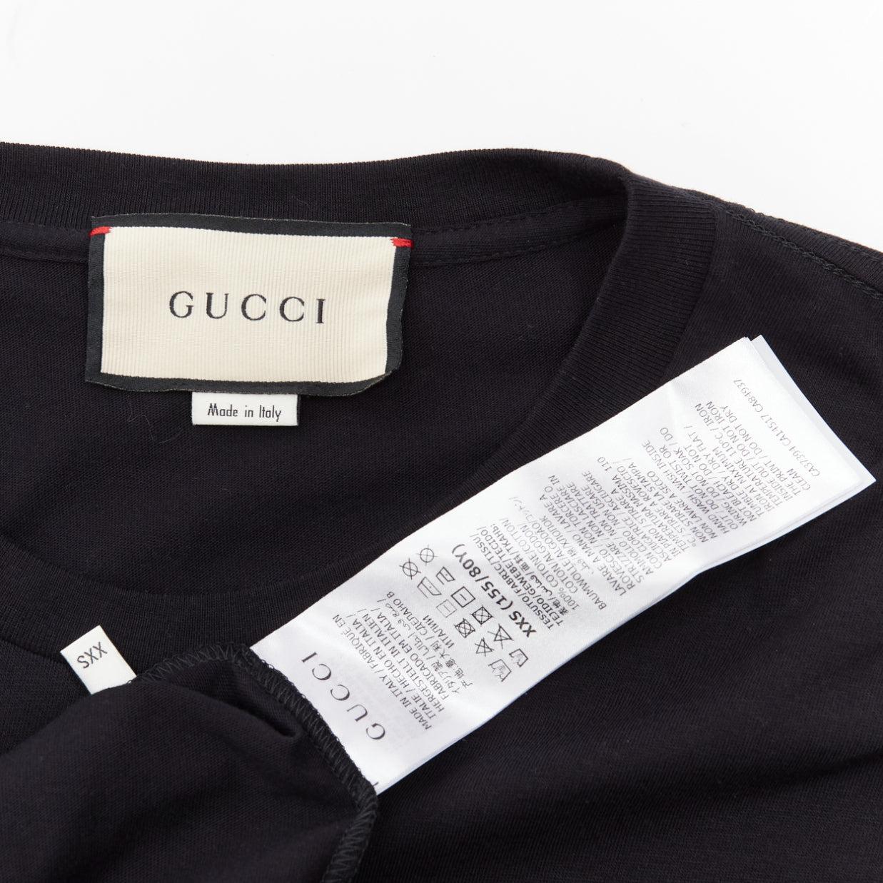 GUCCI black Vintage GG box logo cotton long relaxed tshirt XXS For Sale 3
