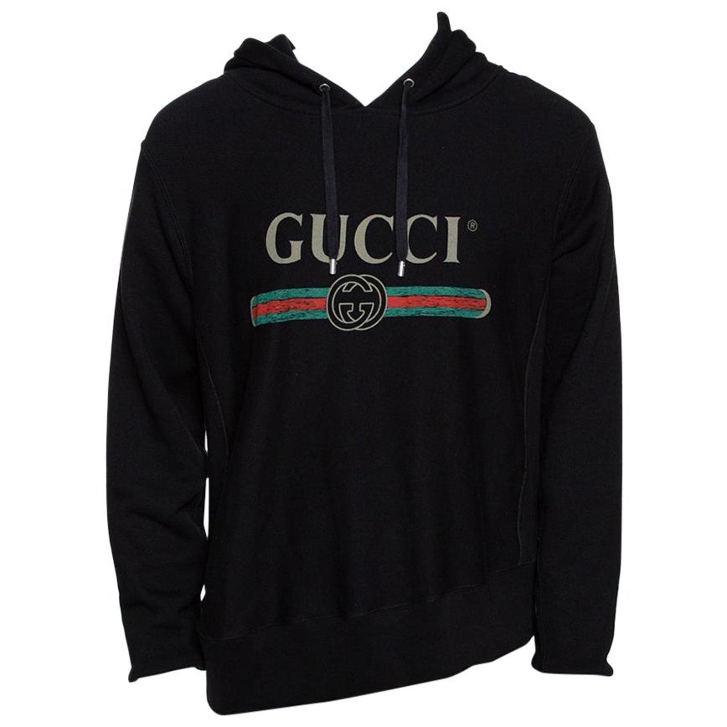 leveren rietje medaillewinnaar Gucci Black Vintage Logo Print Cotton Hooded Sweatshirt M For Sale at  1stDibs