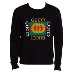 Gucci Black Vintage Logo Print Cotton Sweatshirt S