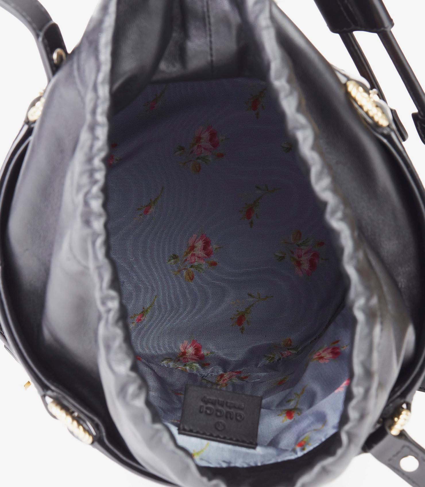 Gucci Black Vinyl, Lambskin & Rust Enamel Bucket Bag For Sale 7
