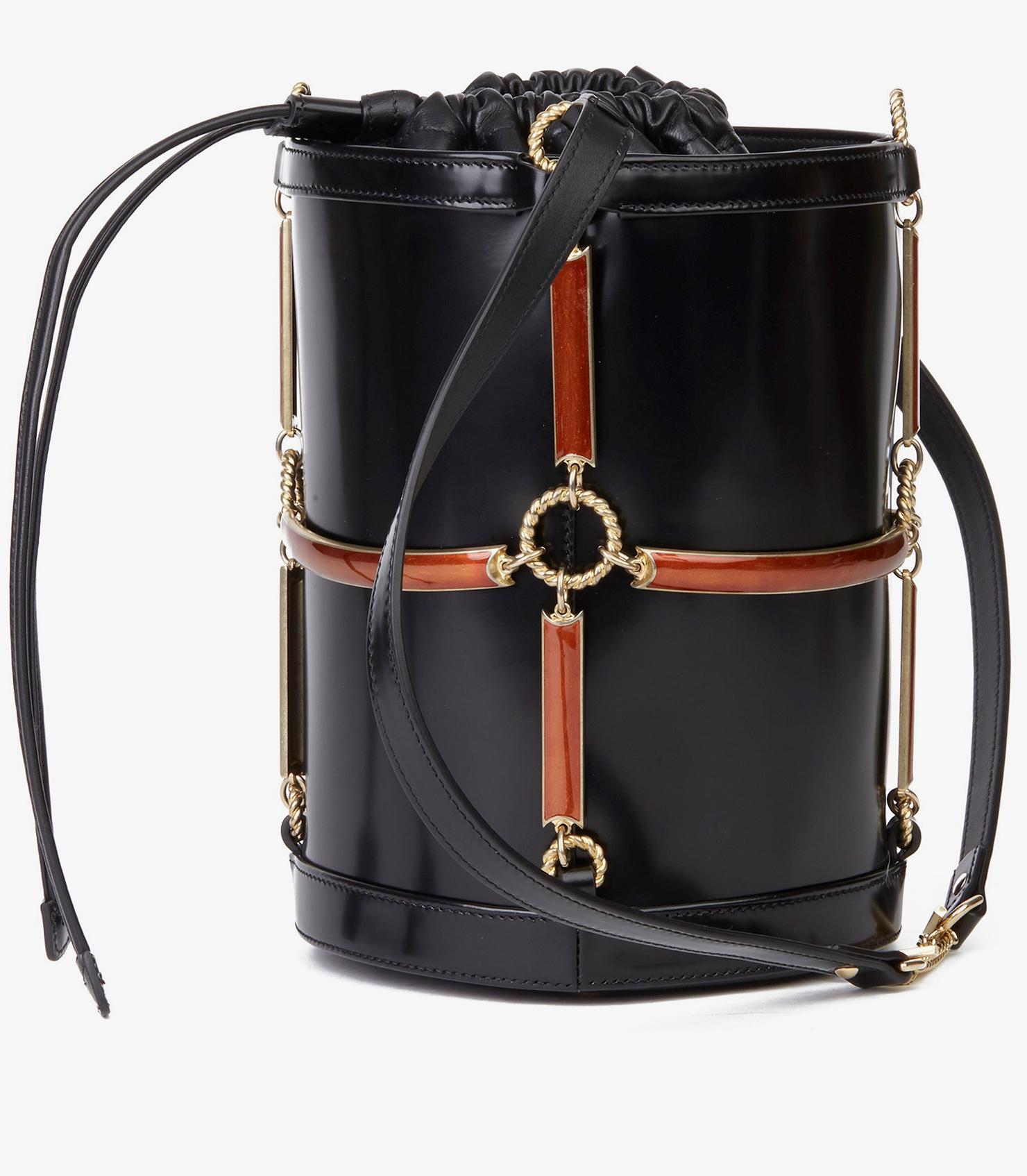 Gucci Black Vinyl, Lambskin & Rust Enamel Bucket Bag In Excellent Condition For Sale In Bishop's Stortford, Hertfordshire