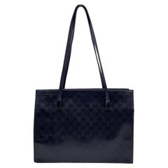 Gucci Black Vinyl Monogram Guccissima Canvas Tote Shoulder Bag