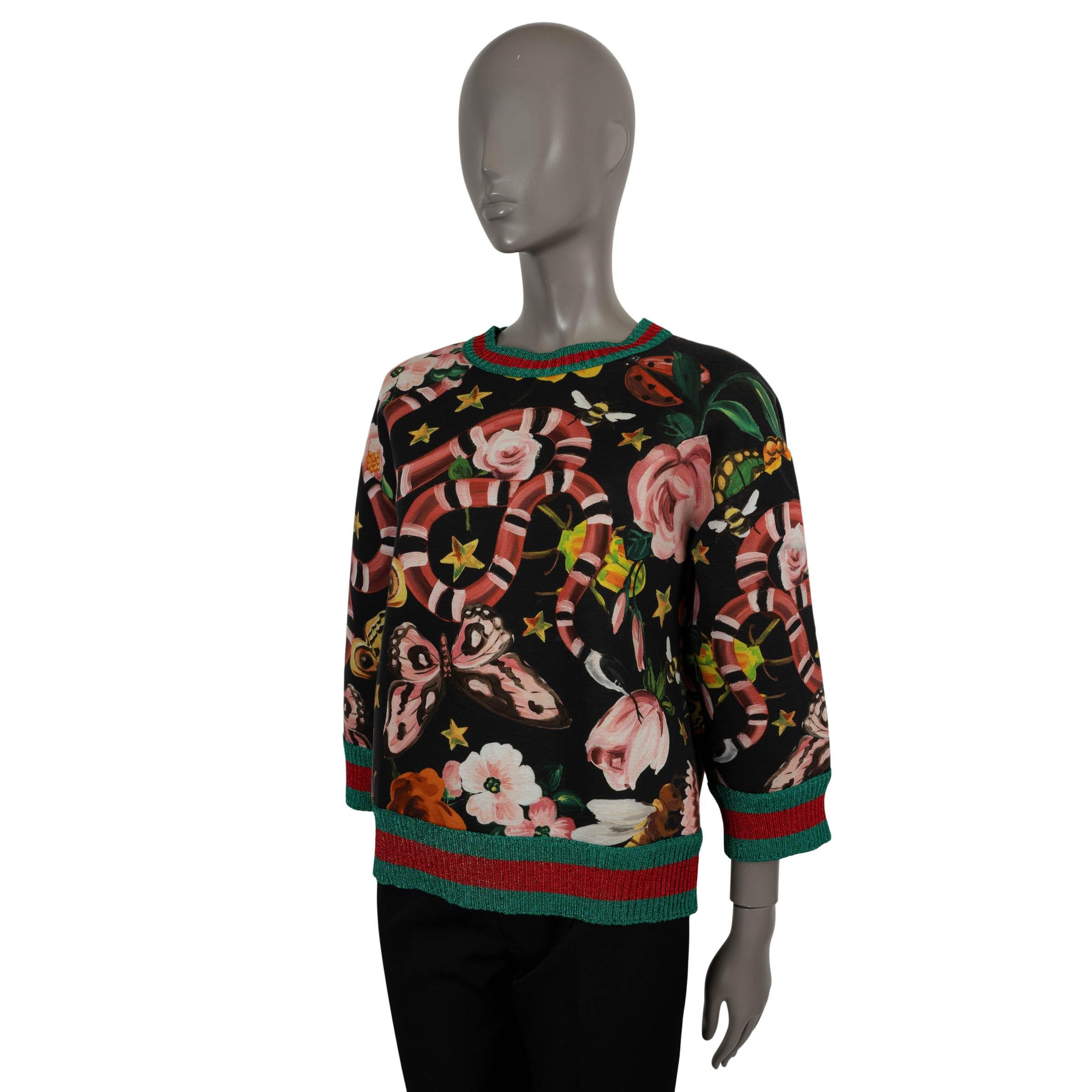Black GUCCI black viscose 2016 GUCCI GARDEN Sweatshirt Sweater M For Sale