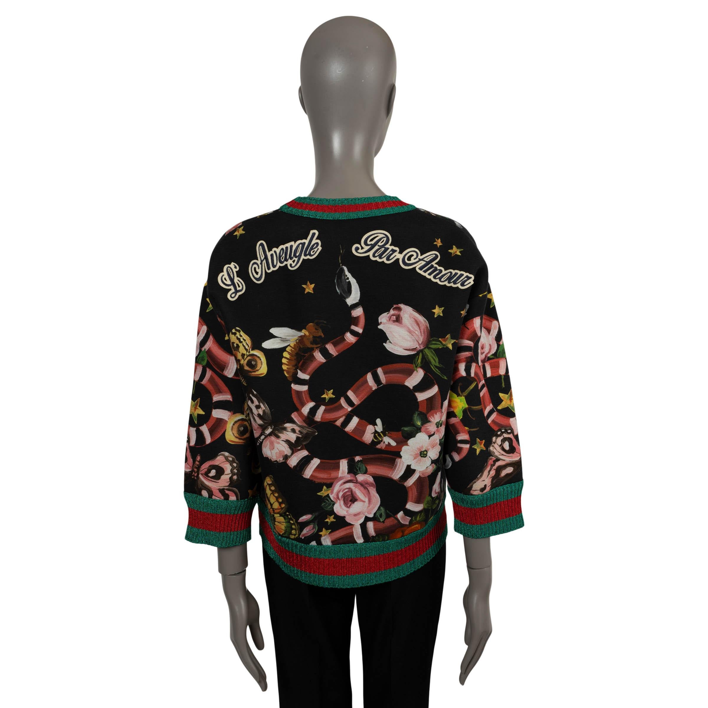 GUCCI black viscose 2016 GUCCI GARDEN Sweatshirt Sweater M In Excellent Condition For Sale In Zürich, CH