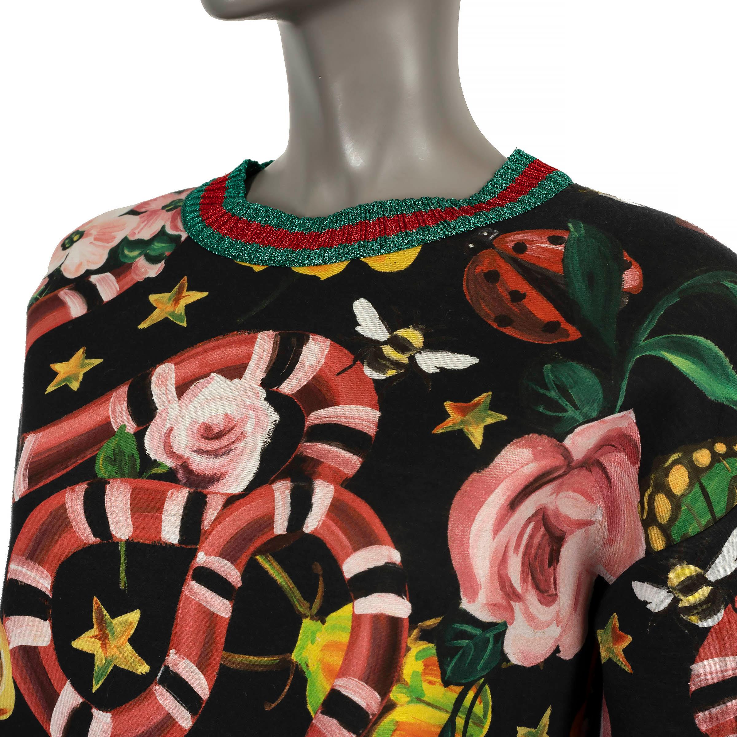 GUCCI black viscose 2016 GUCCI GARDEN Sweatshirt Sweater M For Sale 1