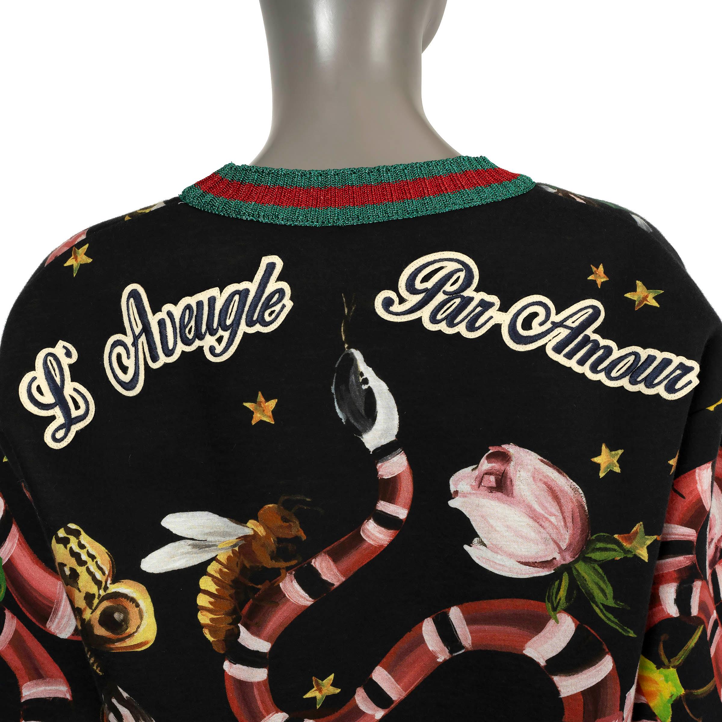 GUCCI black viscose 2016 GUCCI GARDEN Sweatshirt Sweater M For Sale 2