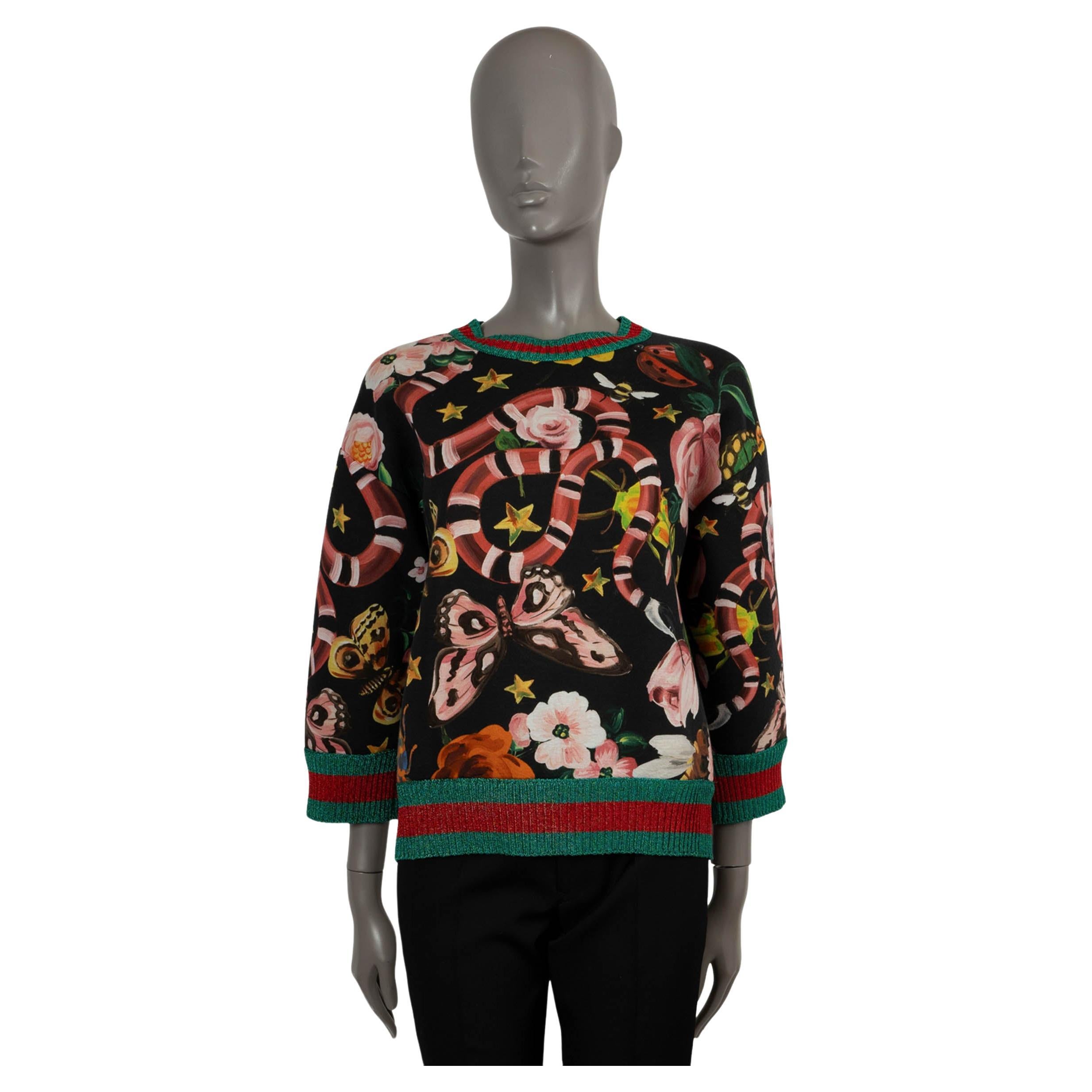 GUCCI black viscose 2016 GUCCI GARDEN Sweatshirt Sweater M For Sale at 1stDibs