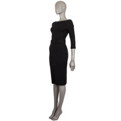 GUCCI black viscose 3/4 Sleeve BELTED Sheath Dress XS