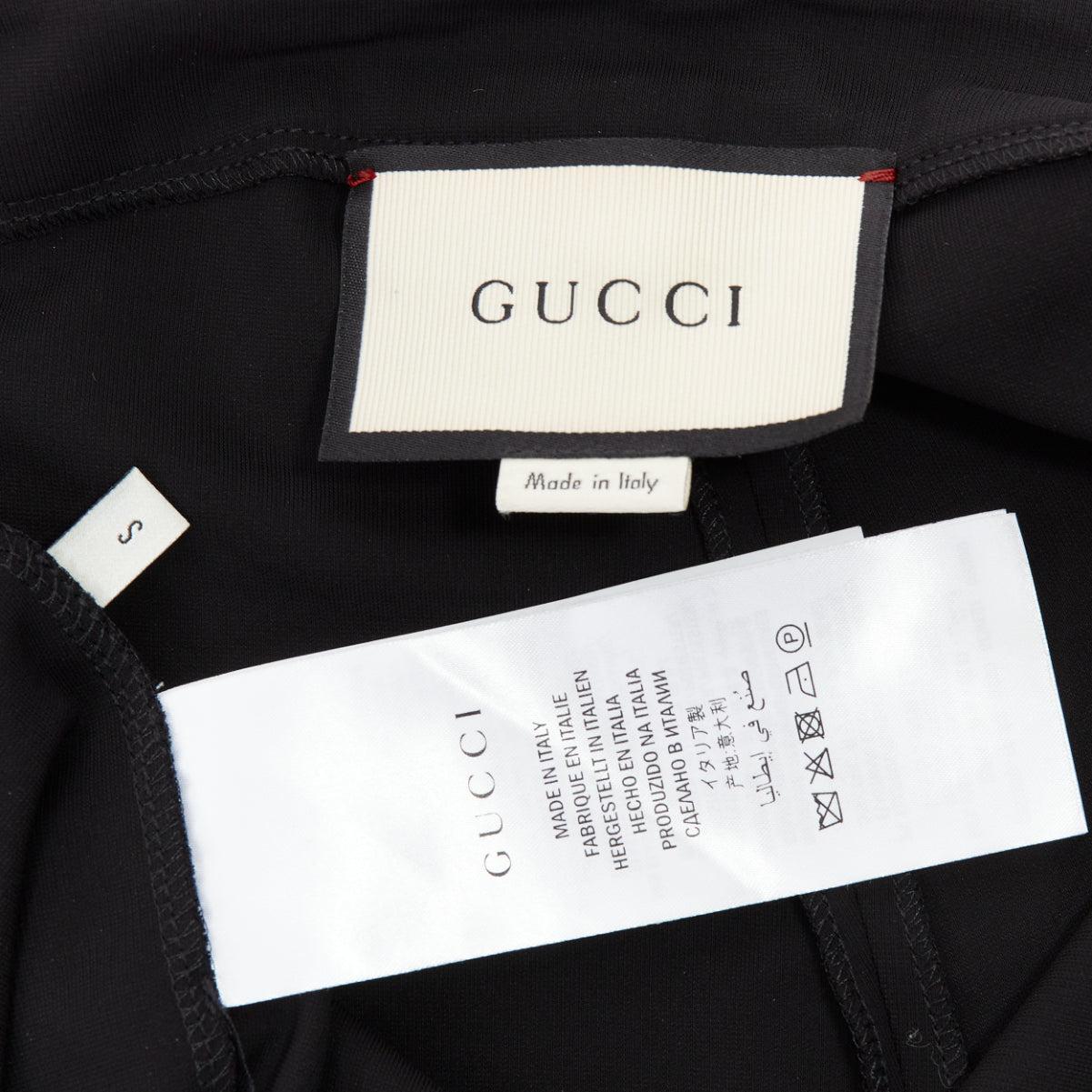 GUCCI Pantalon effilé en viscose noire mélangée à manches en toile rouge S en vente 4