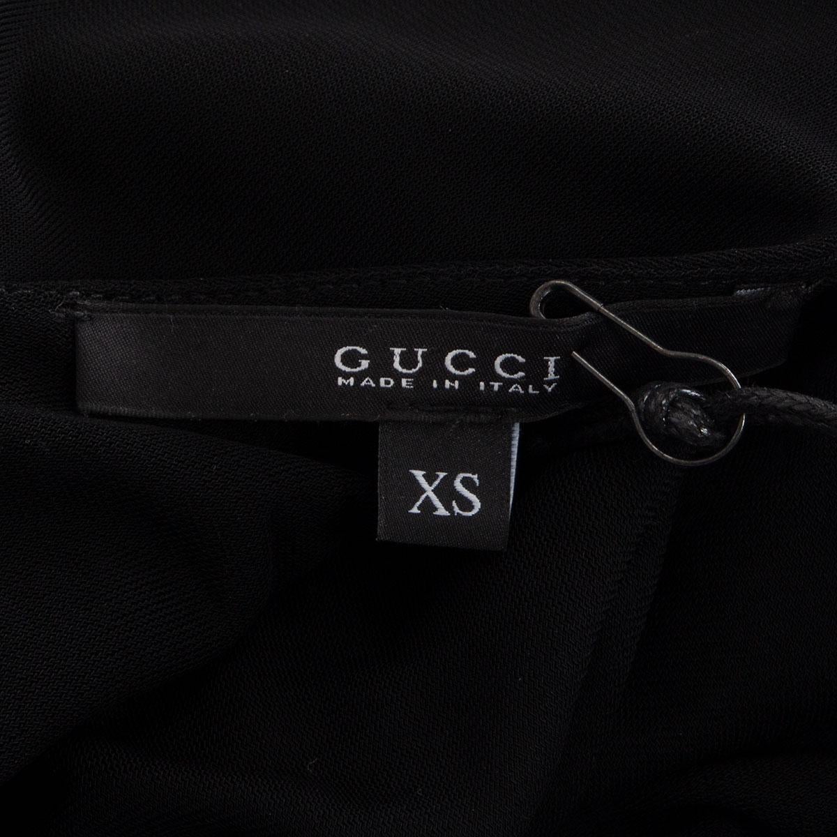 GUCCI negro viscosa DRAPED 3/4 Sleeve Bodycon Dress XS 1