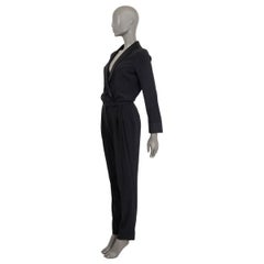 GUCCI Schwarzer Viskose SATIN TRIM PLEATED Jumpsuit 40 S
