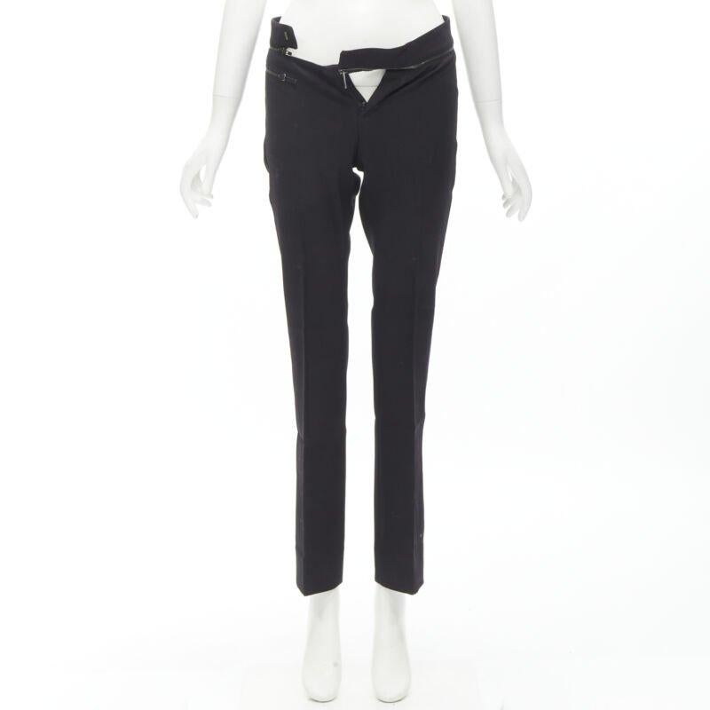 Gucci pantalon droit en viscose noire avec bordures argentées à la taille IT38 XS en vente 5