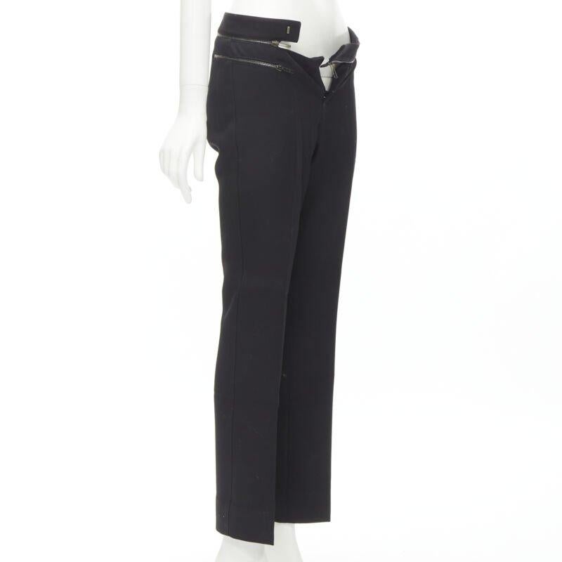 Noir Gucci pantalon droit en viscose noire avec bordures argentées à la taille IT38 XS en vente