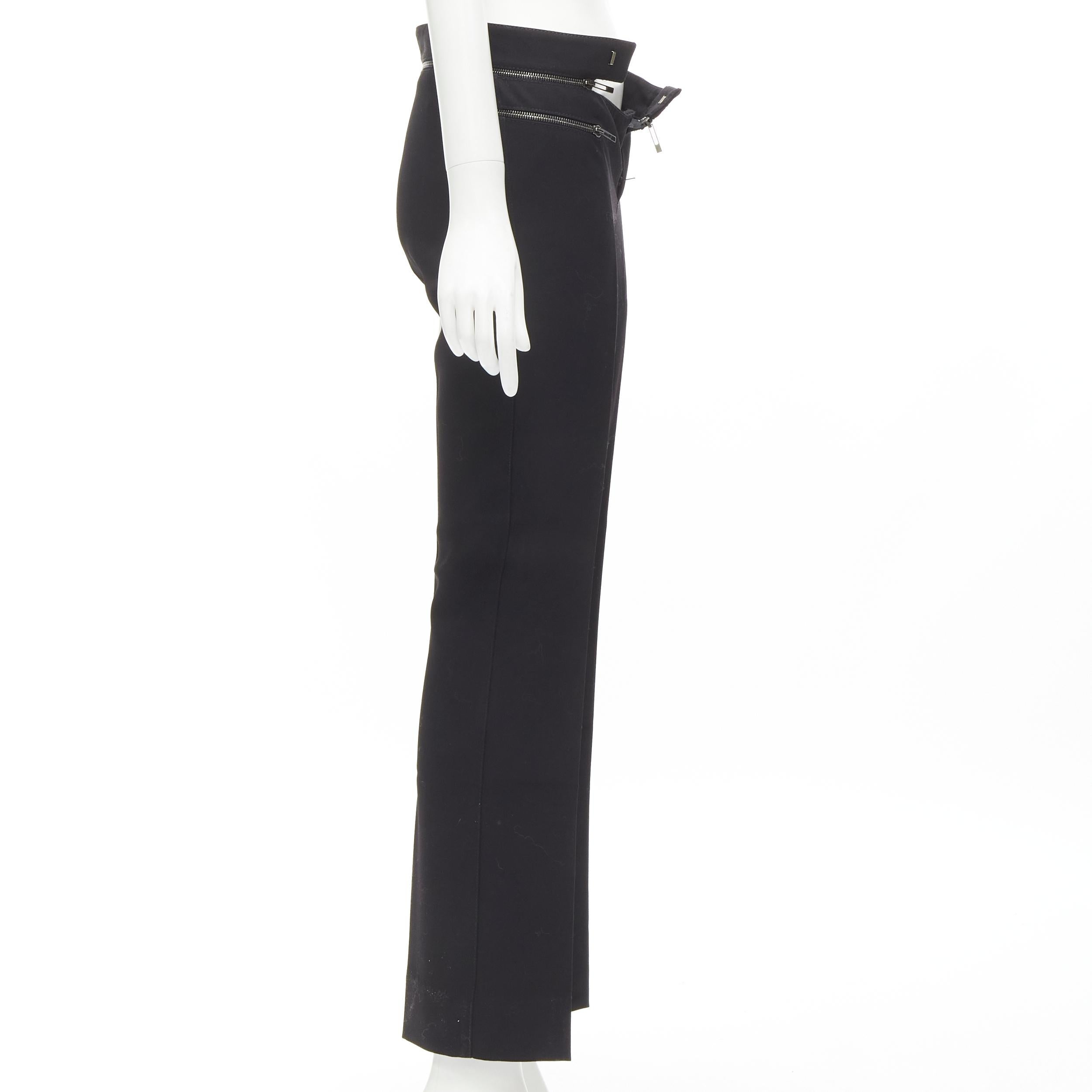 GUCCI black viscose silver waist trim straight leg trousers IT38 XS In Excellent Condition For Sale In Hong Kong, NT