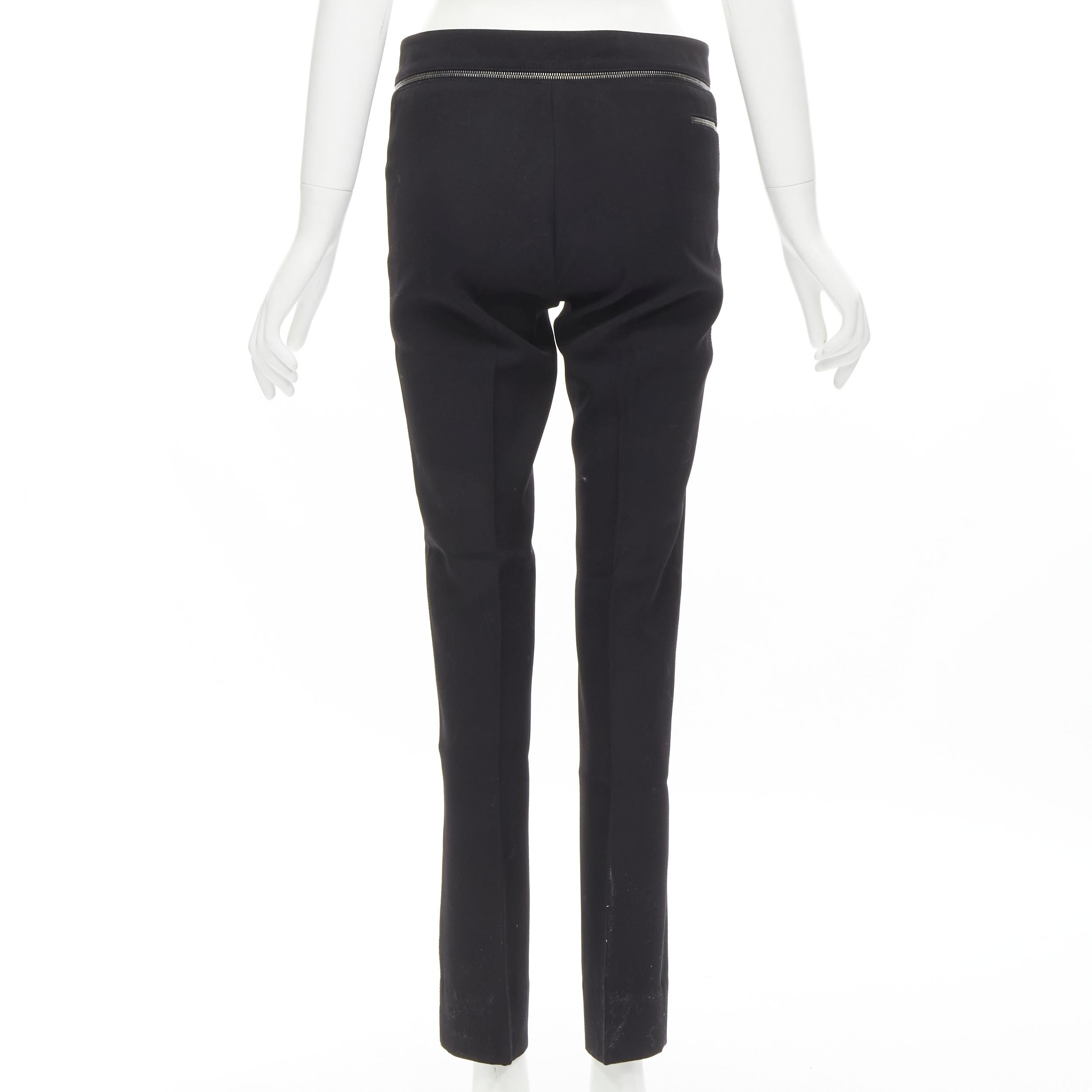 Women's GUCCI black viscose silver waist trim straight leg trousers IT38 XS For Sale