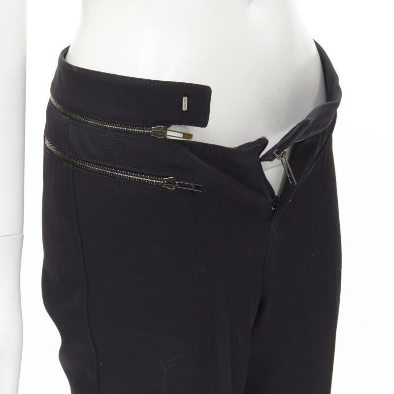 Gucci pantalon droit en viscose noire avec bordures argentées à la taille IT38 XS en vente 2