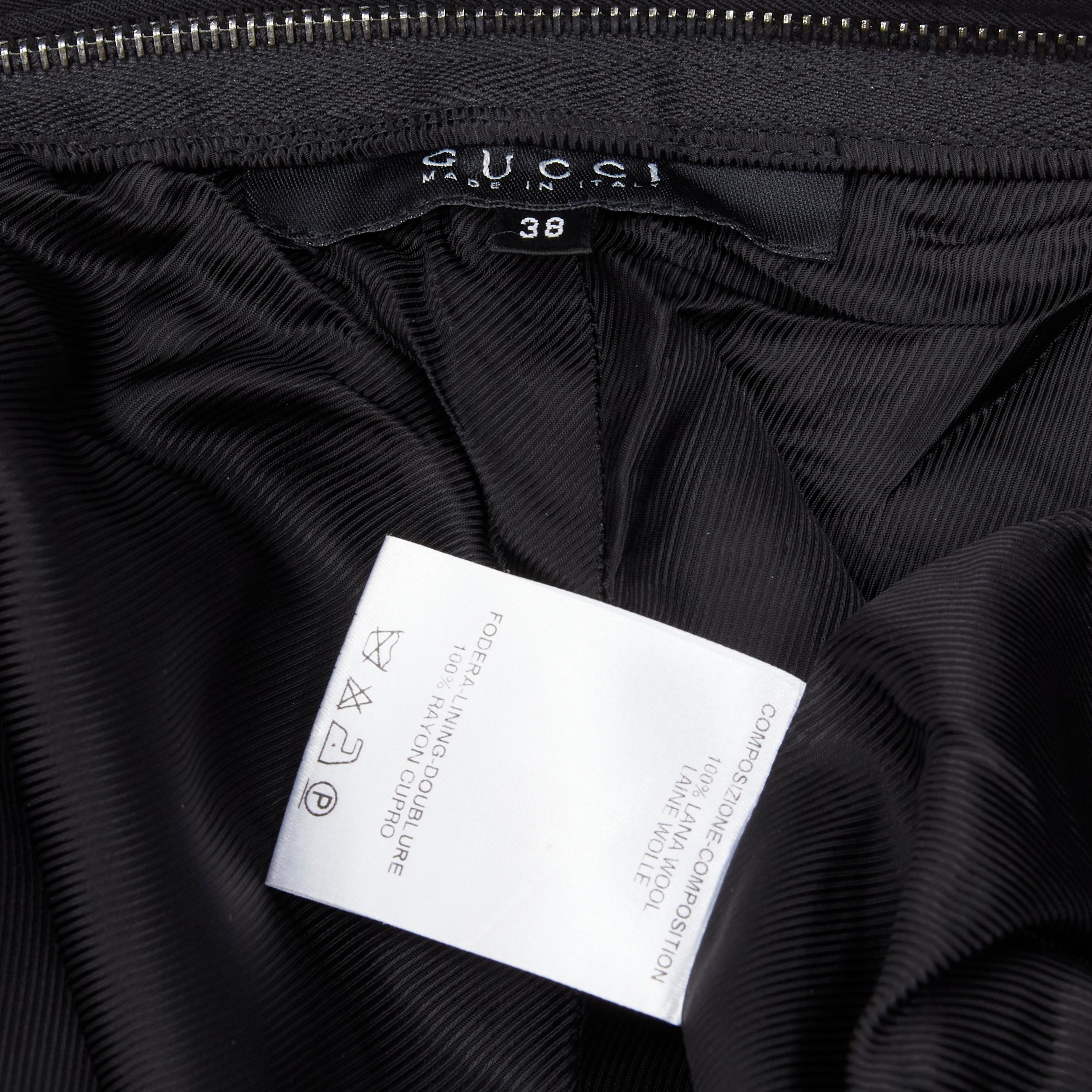 GUCCI black viscose silver waist trim straight leg trousers IT38 XS For Sale 4