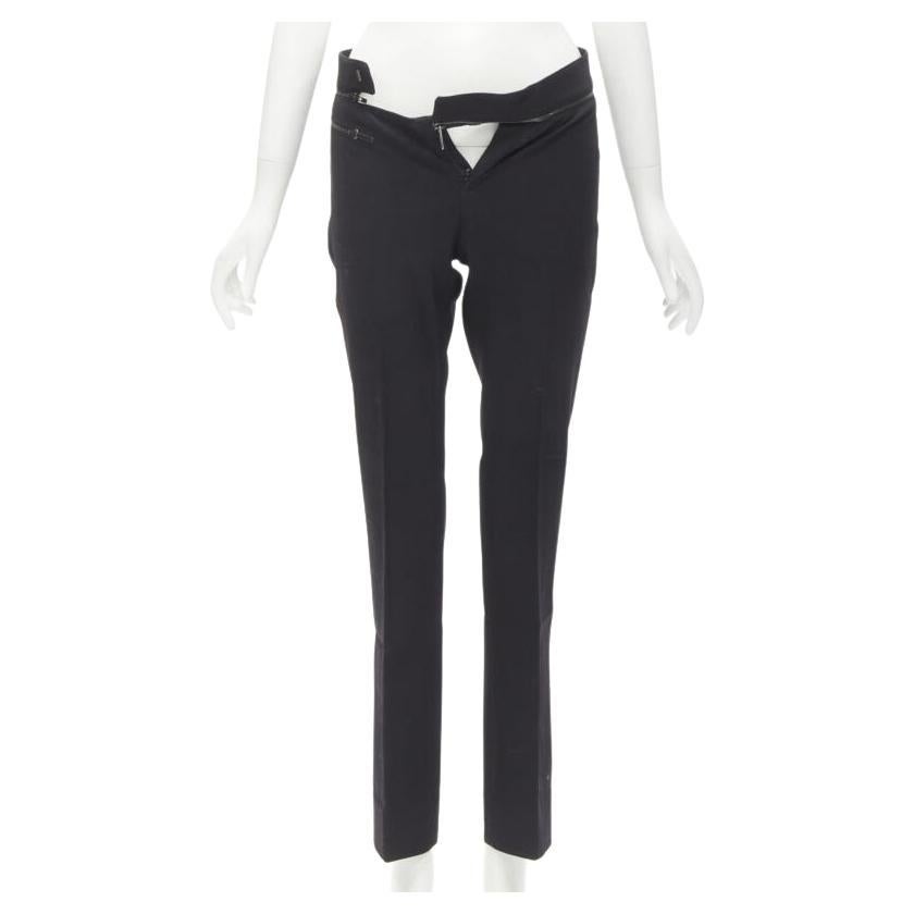 GUCCI pantaloni a gamba tesa in viscosa nera e argento IT38 XS