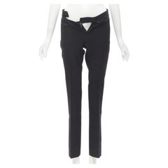 GUCCI pantaloni a gamba tesa in viscosa nera e argento IT38 XS