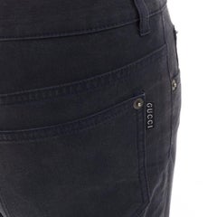 GUCCI schwarz gewaschene Logotasche in der Mitte der Taille mit geradem Bein IT38 XS