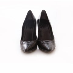 Gucci, black water snake pump with bamboo