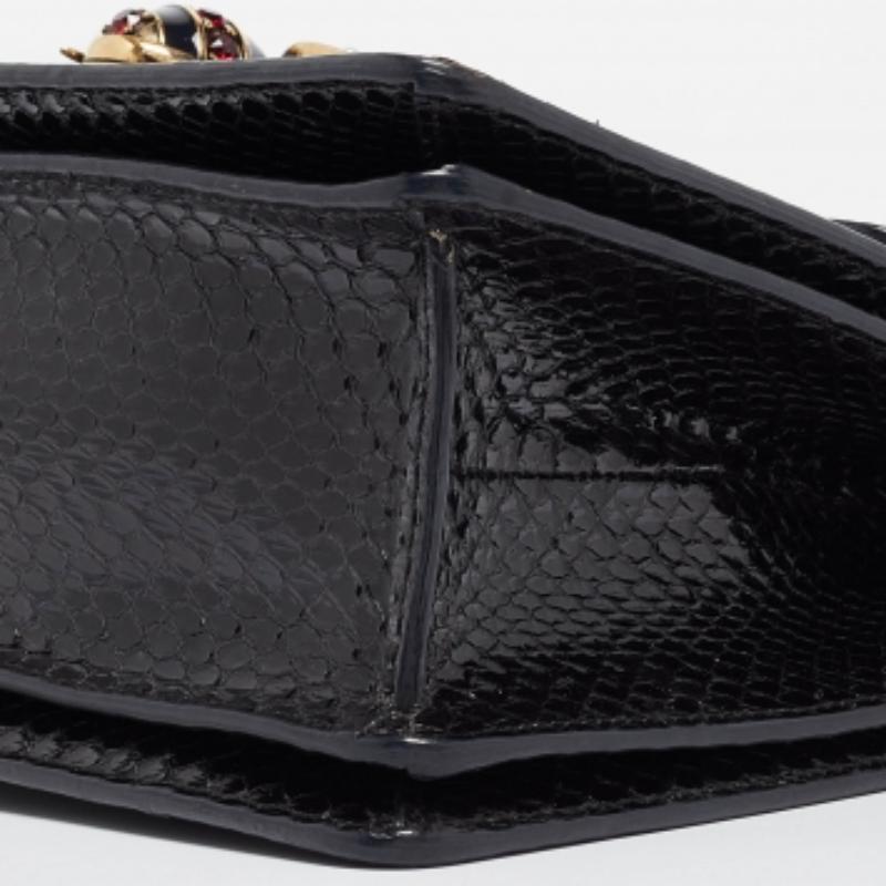 Gucci Black Water Snake Small Queen Margaret Top Handle Bag For Sale 7