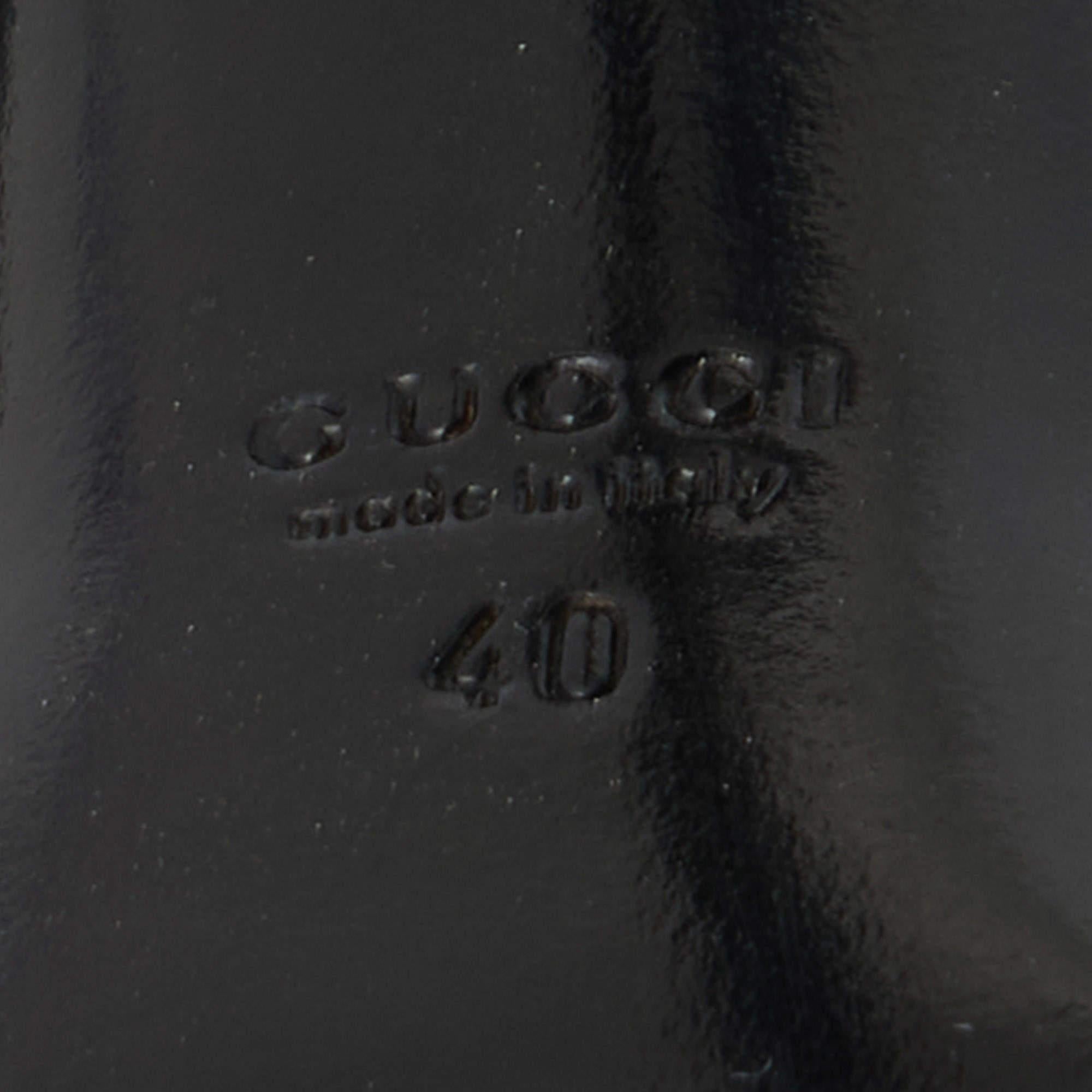 Gucci Black Watersnake Leather Bamboo Heel Platform Sandals Size 40 5