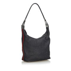 Gucci Black Web Denim Shoulder Bag