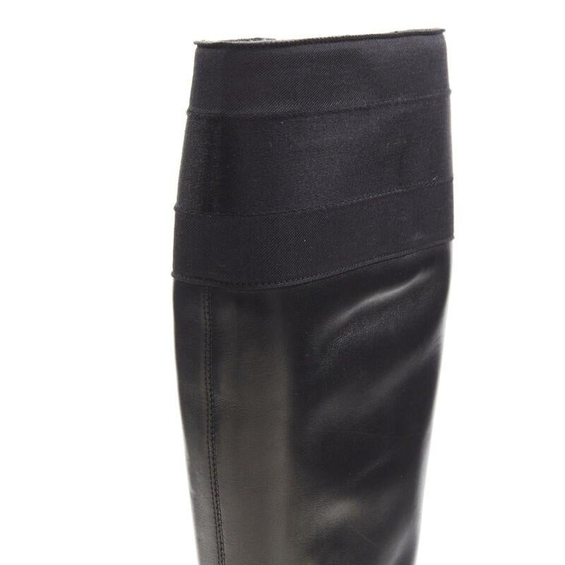 GUCCI stivali con zip in pelle nera con finiture in rete e charm in bambù oro EU36 in vendita 5