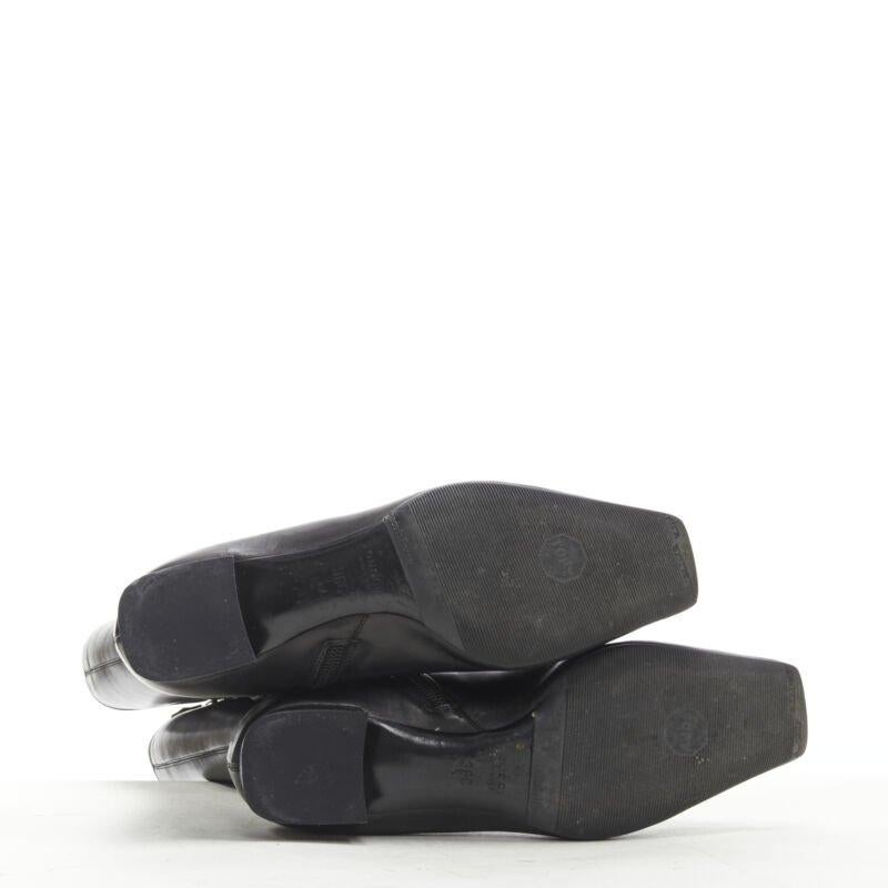 GUCCI stivali con zip in pelle nera con finiture in rete e charm in bambù oro EU36 in vendita 7