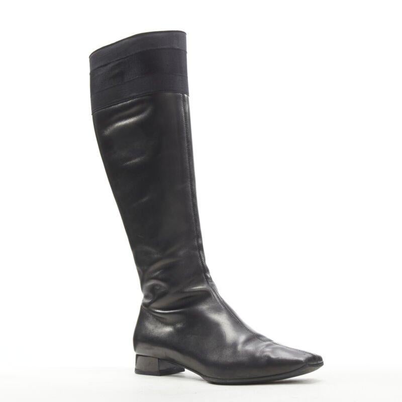 Nero GUCCI stivali con zip in pelle nera con finiture in rete e charm in bambù oro EU36 in vendita