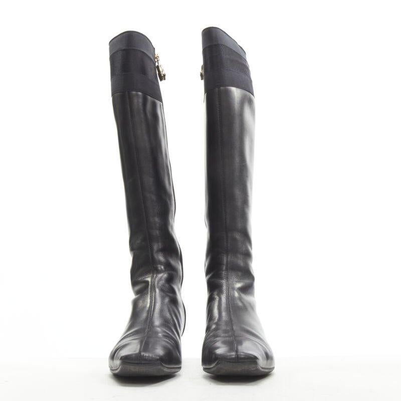 GUCCI stivali con zip in pelle nera con finiture in rete e charm in bambù oro EU36 In condizioni buone in vendita a Hong Kong, NT