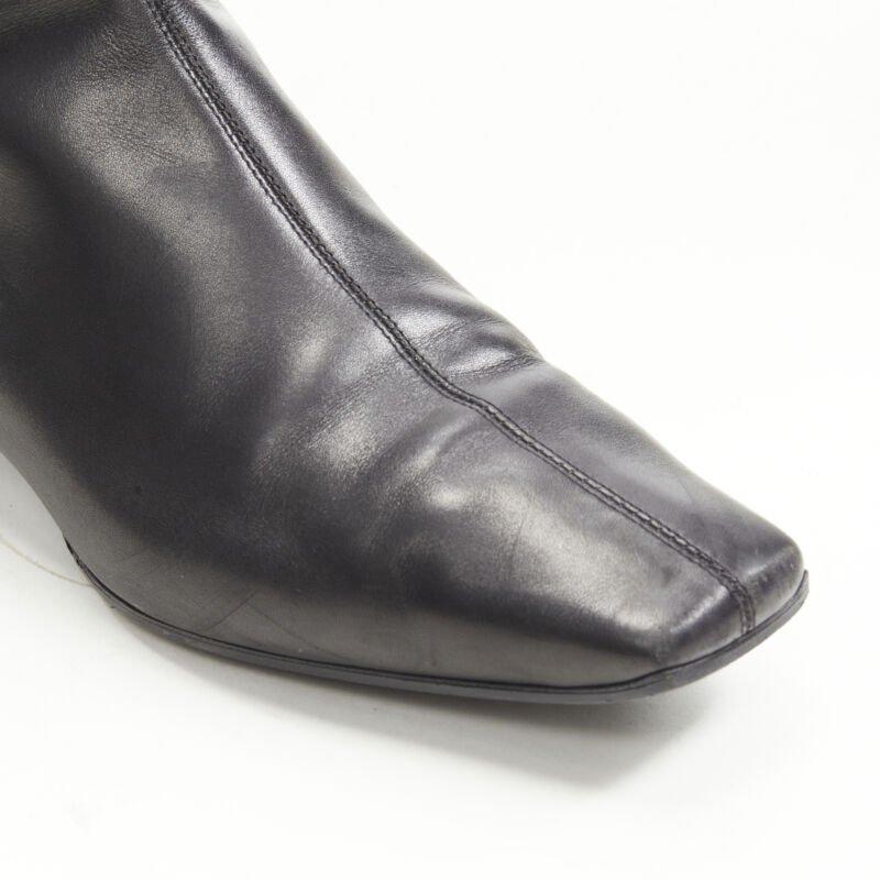 GUCCI stivali con zip in pelle nera con finiture in rete e charm in bambù oro EU36 in vendita 3