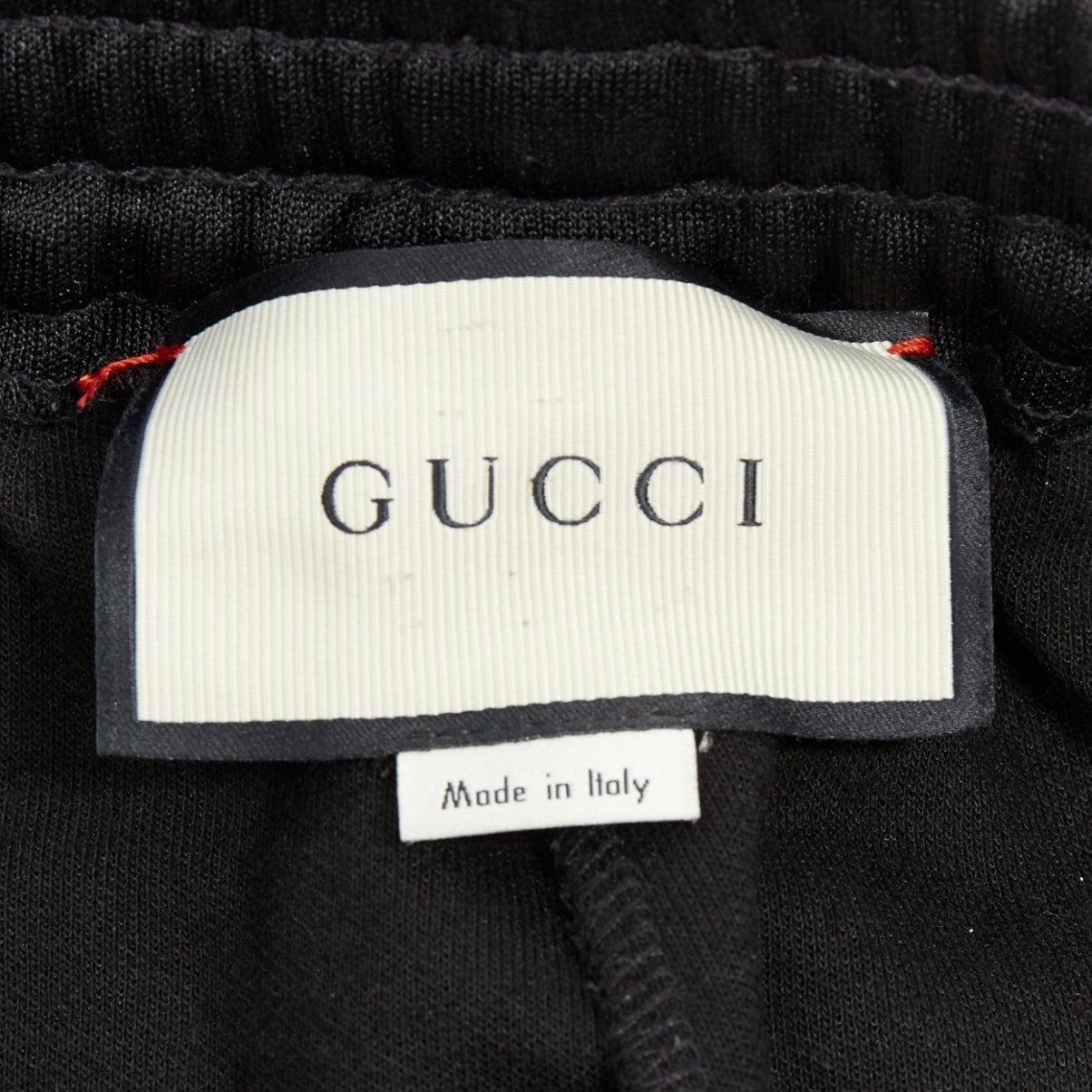 GUCCI black webbing floral patch zip pocket wide leg joggers For Sale 3
