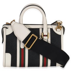 Gucci Schwarz Weiß Canvas Mini Double G Top Handle Bag