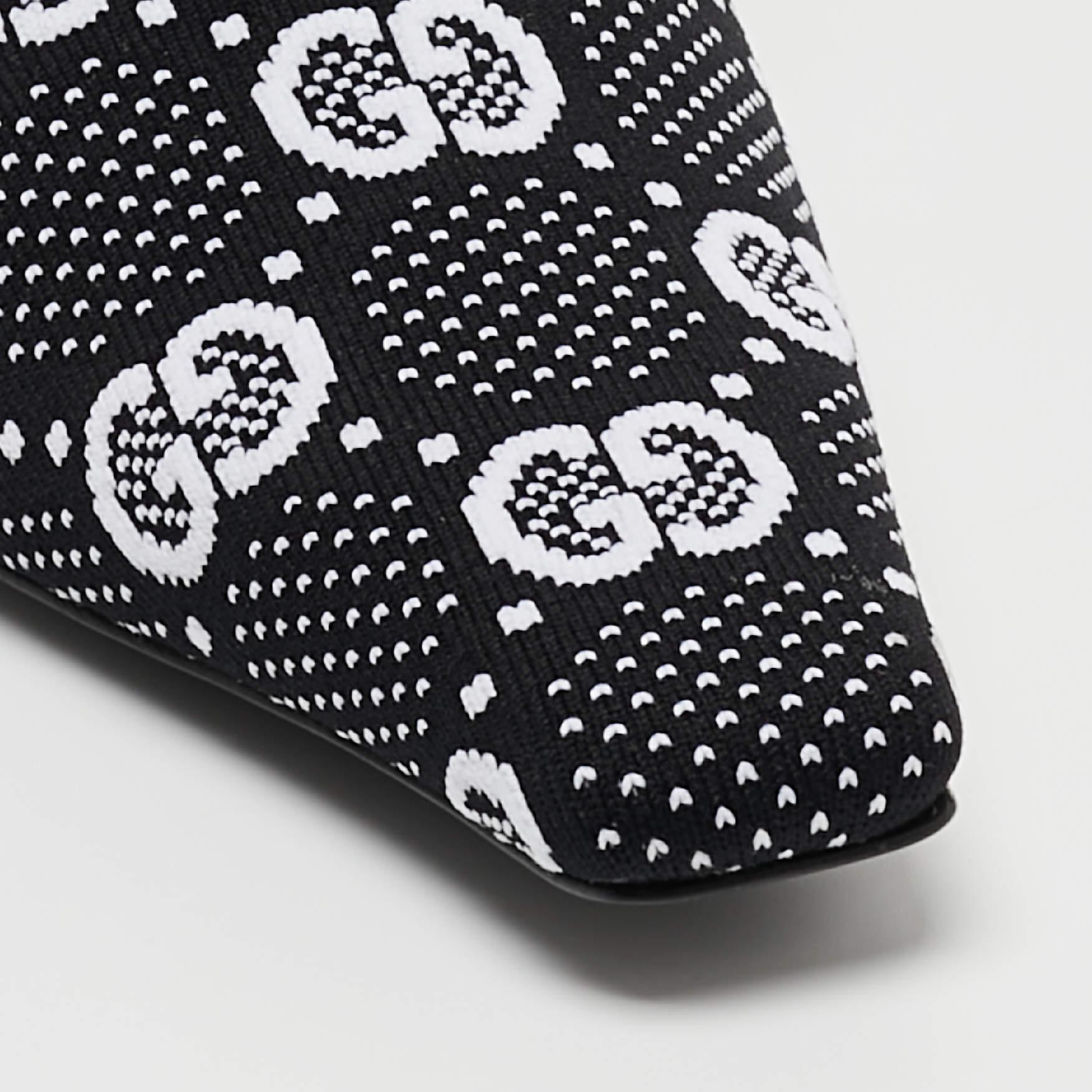 Gucci Black/White GG Knit Knit Sock Ankle Boots Size 39 en vente 3