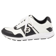 Gucci Black/White Leather Interlocking GG Lace Up Low Top Sneakers Size 38.5 at 1stDibs | gucci shoes and white, black and sneakers, gucci sneakers and white