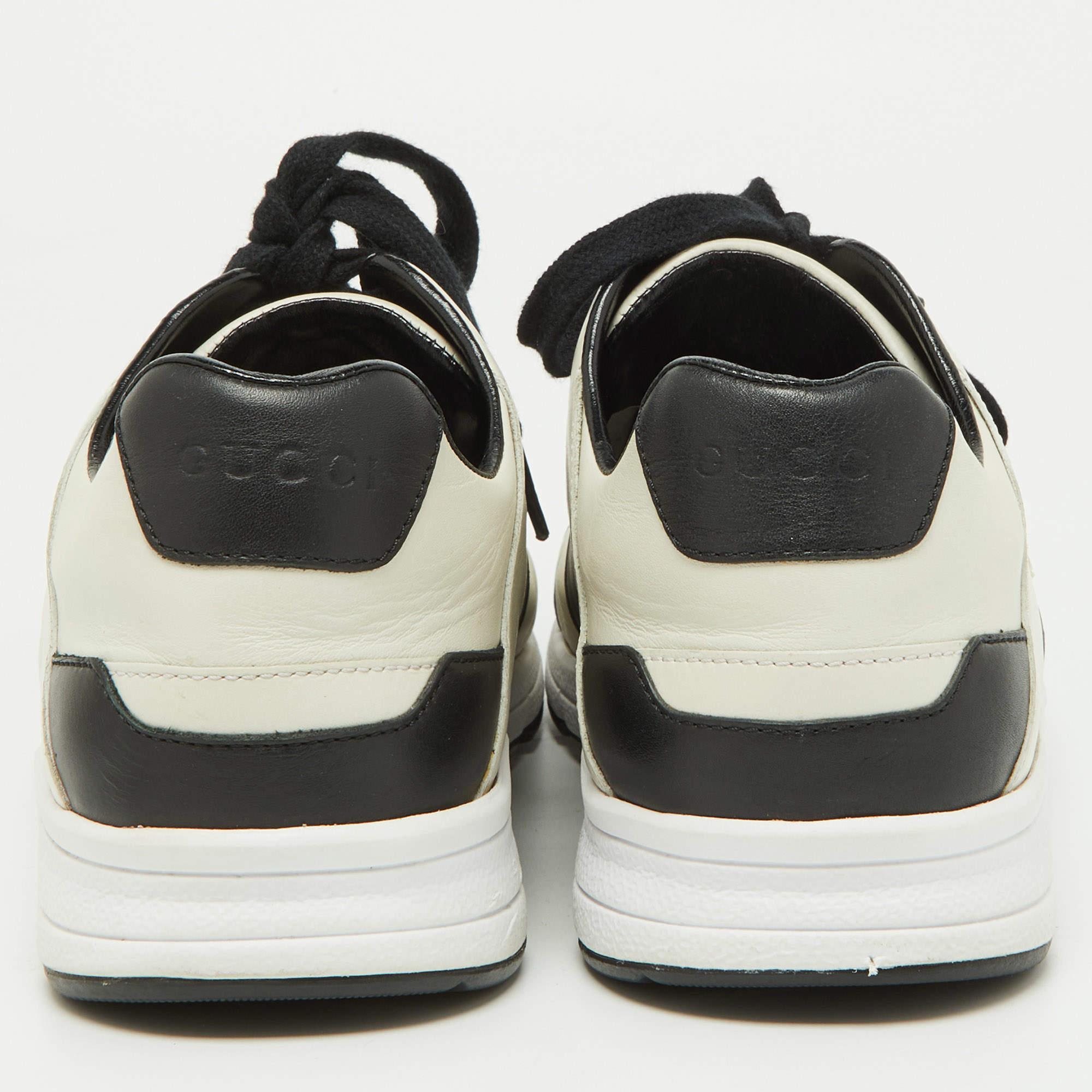 Gucci Black/White Leather Miro Sneakers Size 38.5 2