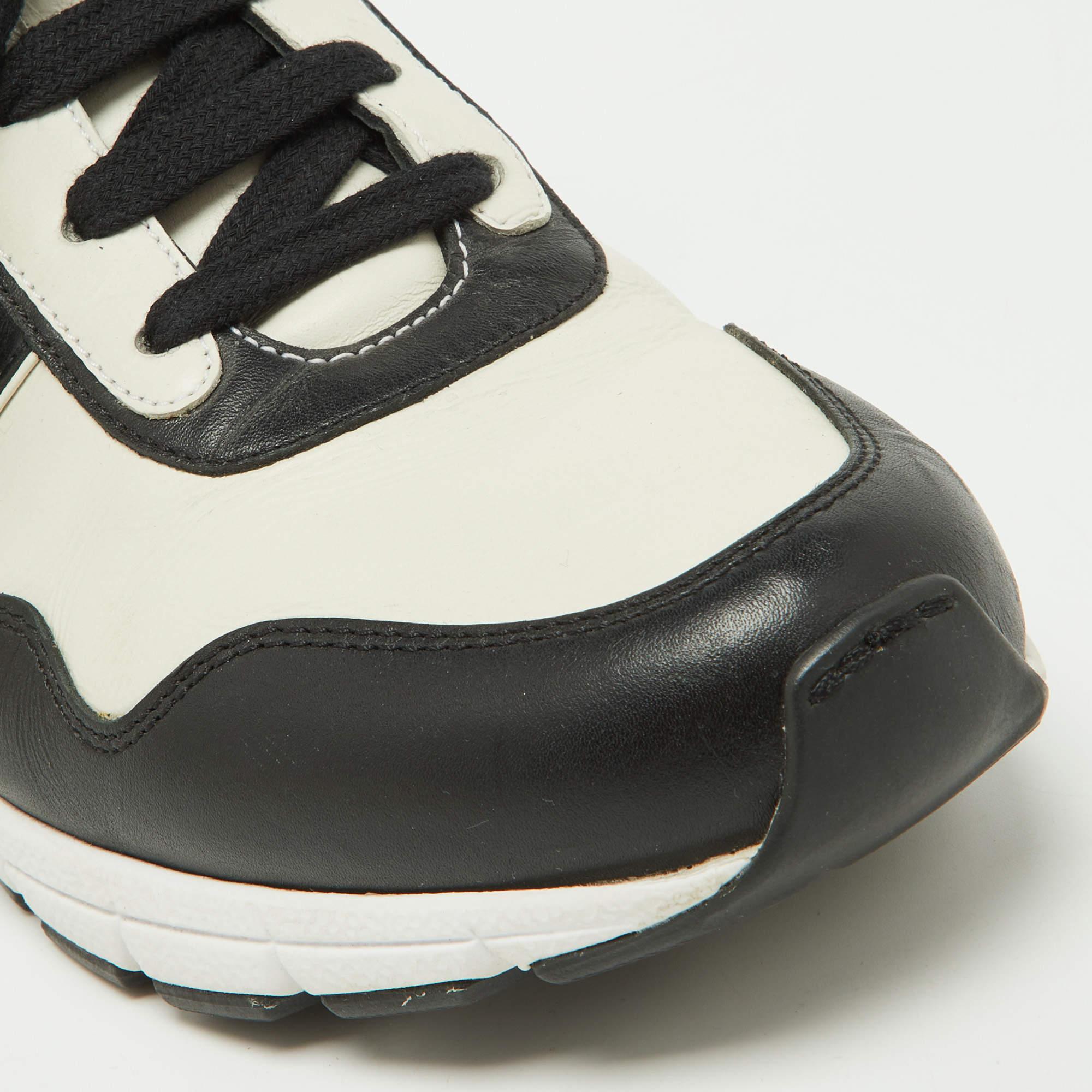 Gucci Black/White Leather Miro Sneakers Size 38.5 3
